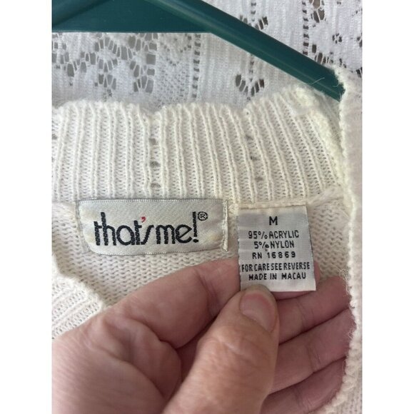 Vintage Thats Me Embroidered Floral Sweater Purple Beaded Cottagecore Medium - Picture 3 of 5